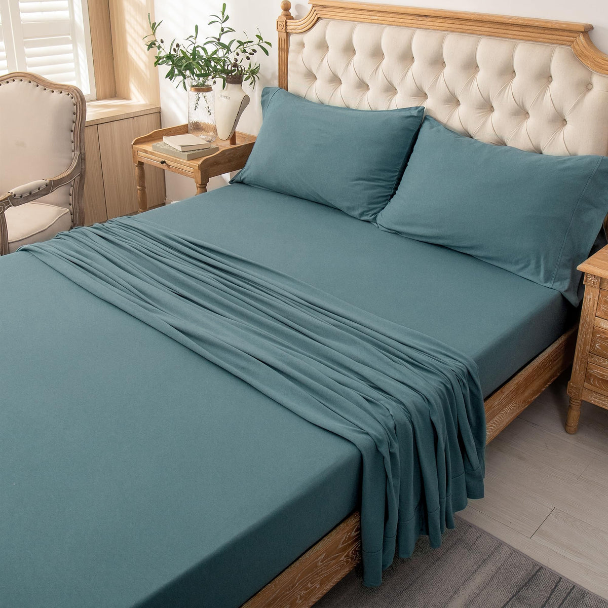 PURE ERA Soft Jersey Knit Cotton Bed Sheet Set