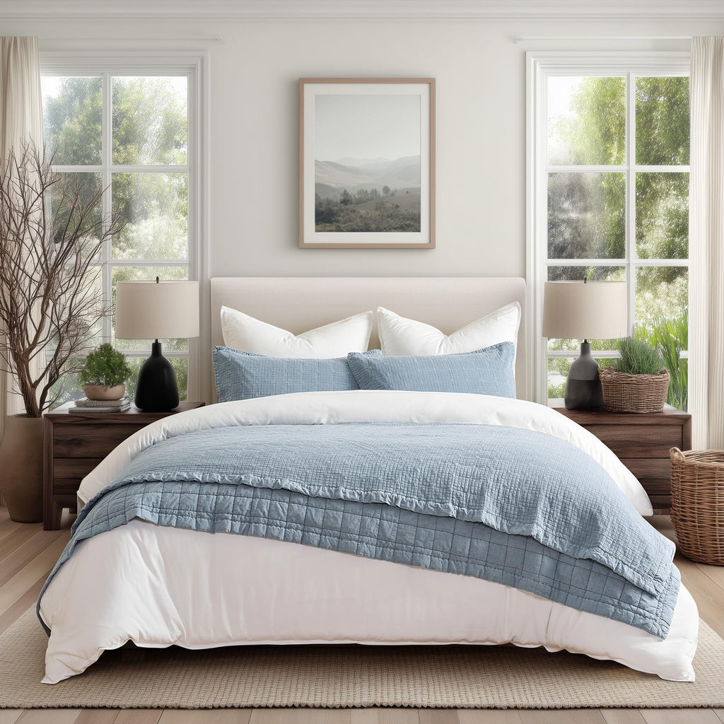 EVERGRACEHOME Stonewashed Cotton Quilt Bedding Set