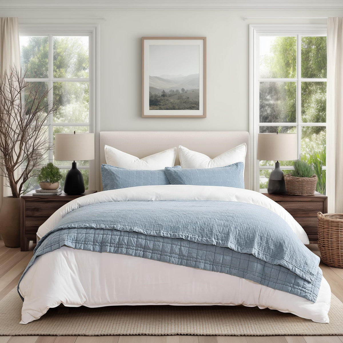 EVERGRACEHOME Stonewashed Cotton Quilt Bedding Set