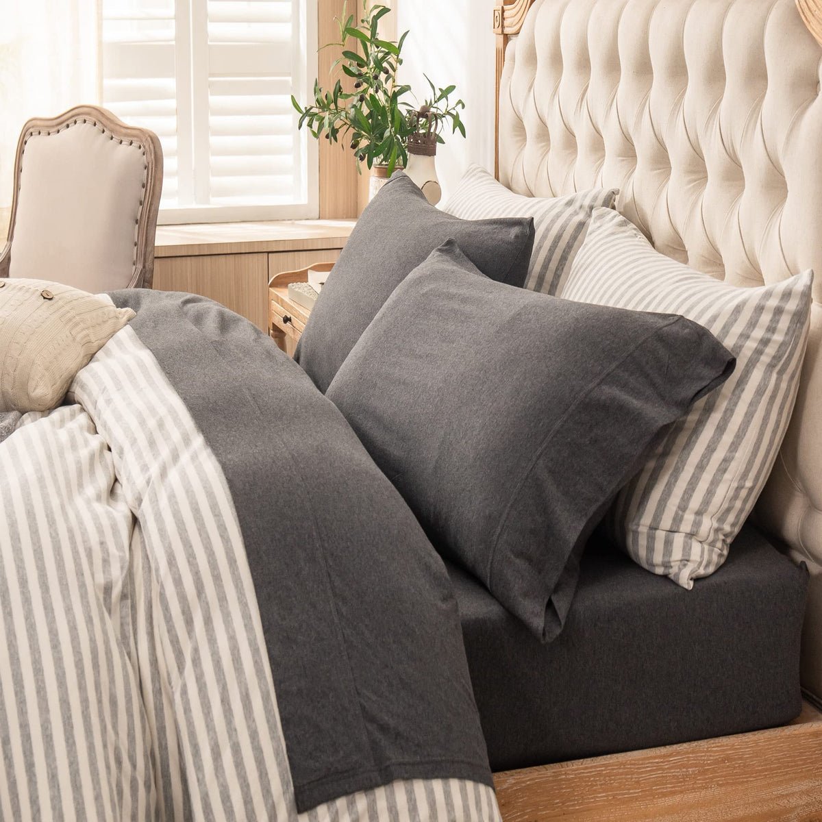 PURE ERA Soft Jersey Knit Cotton Bed Sheet Set