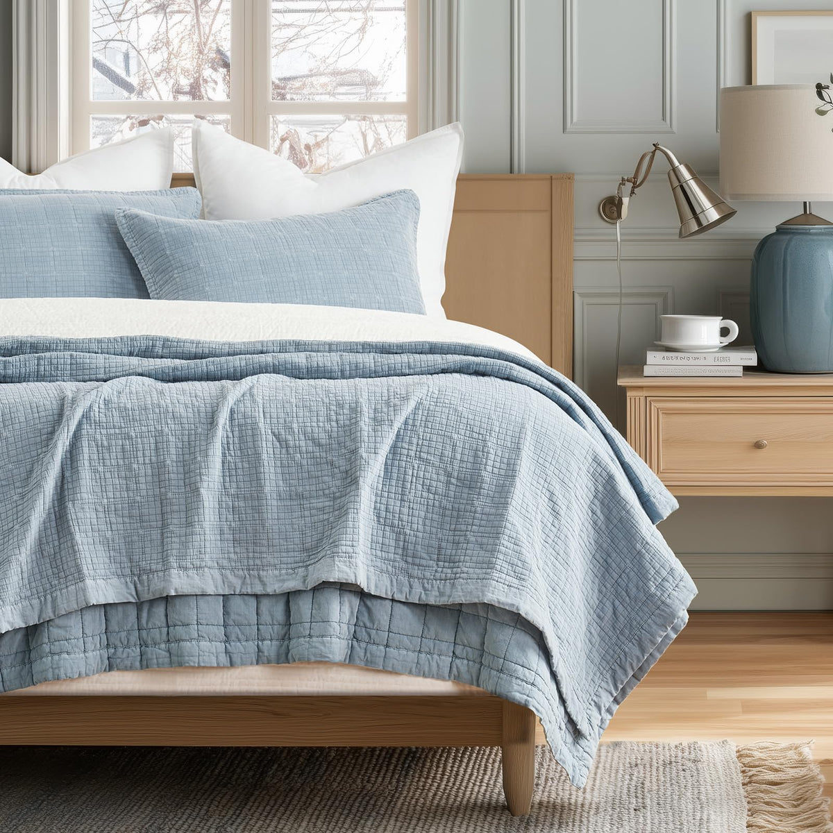 EVERGRACEHOME Stonewashed Cotton Quilt Bedding Set