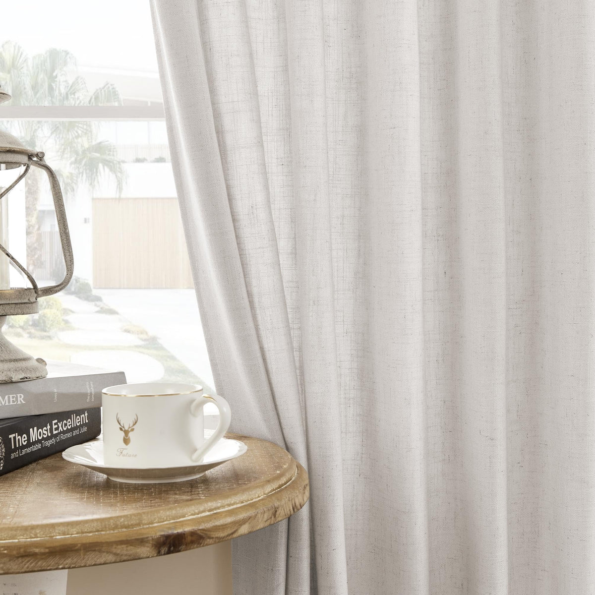 Joydeco ZJM647 Light-Filtering Linen-Blend Curtains