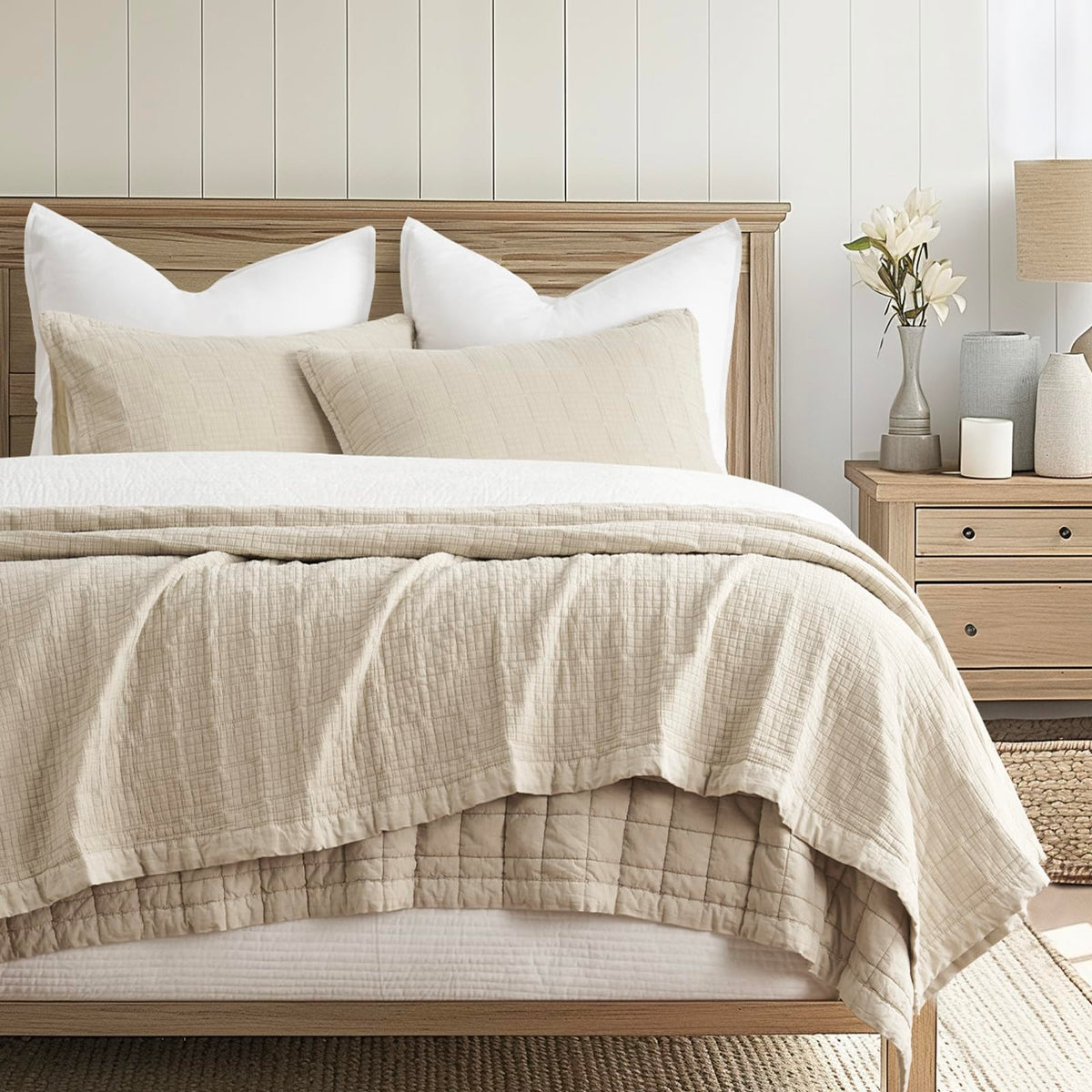 EVERGRACEHOME Stonewashed Cotton Quilt Bedding Set