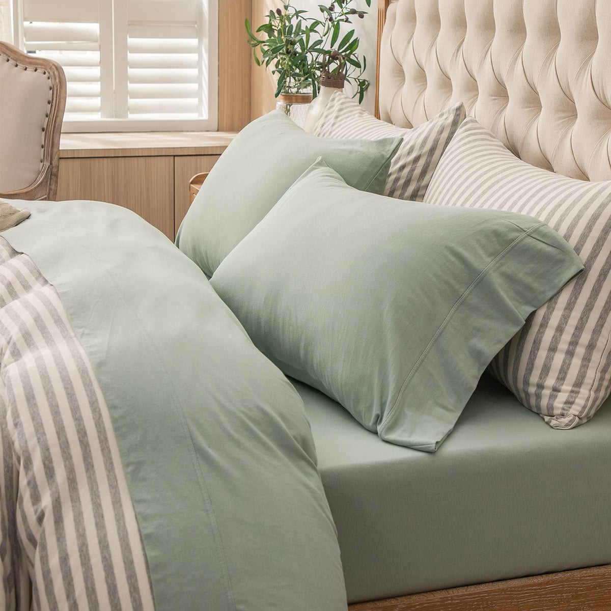 PURE ERA Soft Jersey Knit Cotton Bed Sheet Set