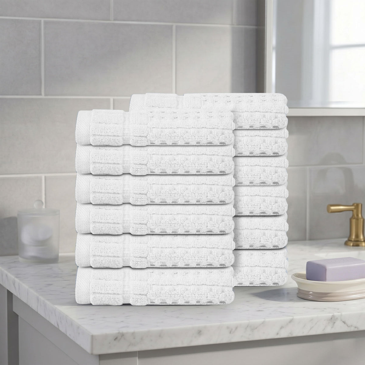 Home Weavers Willow 630 GSM Cotton Washcloths, Set of 6