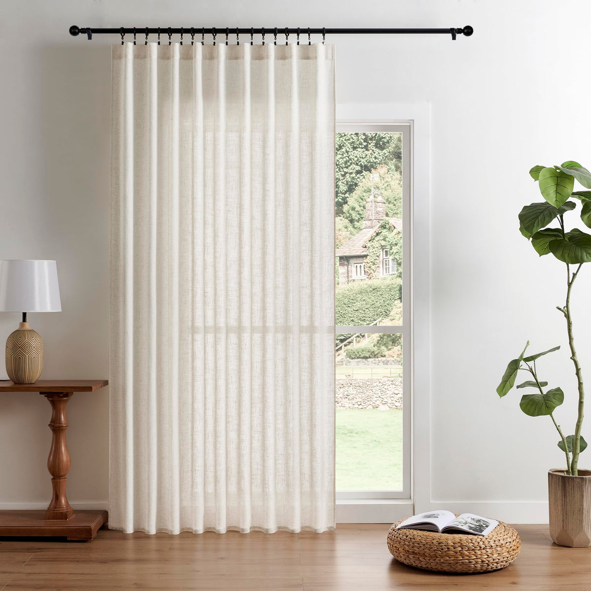 Joydeco ZJM647 Light-Filtering Linen-Blend Curtains