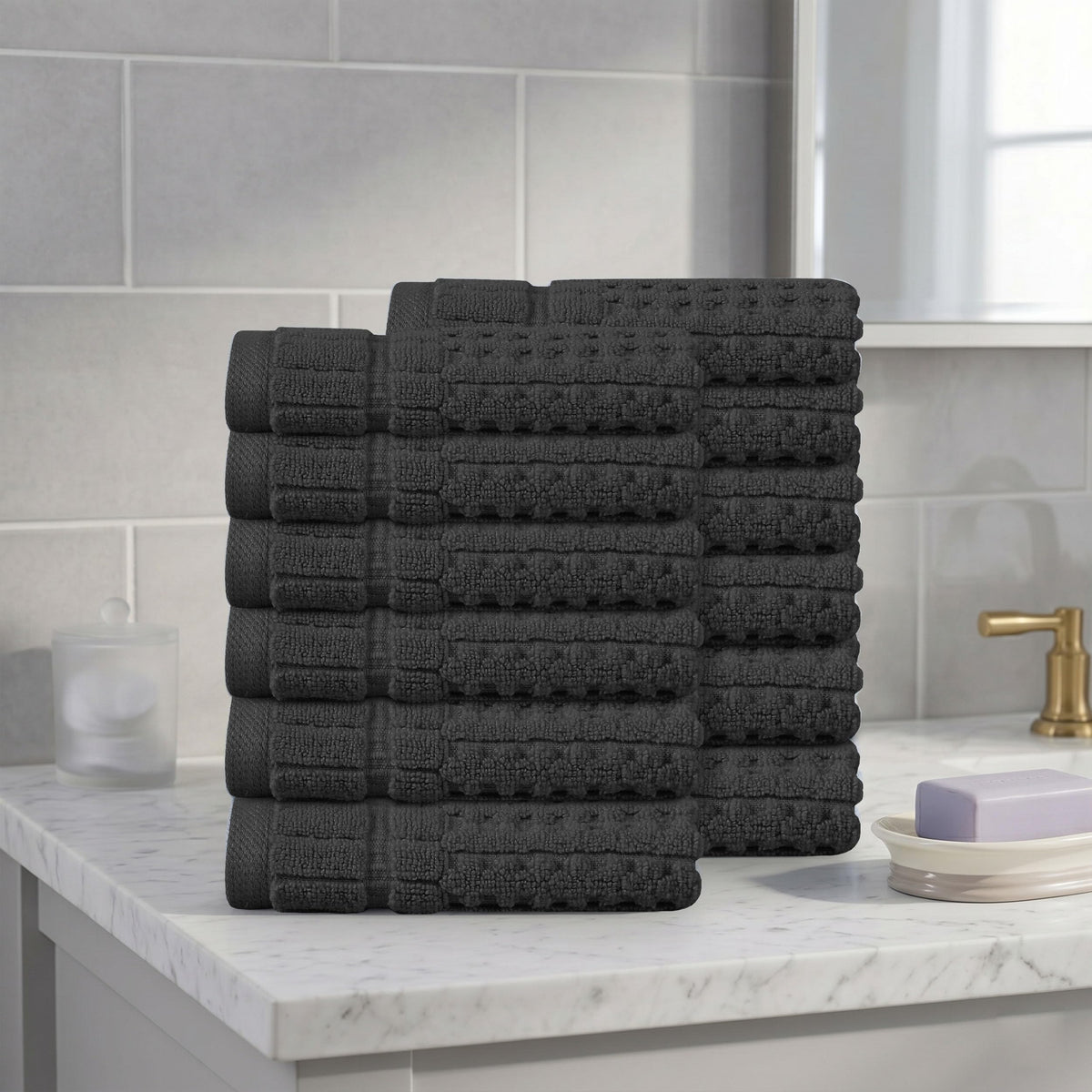 Home Weavers Willow 630 GSM Cotton Washcloths, Set of 6