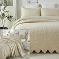 Brandream Beige King Cotton Matelassé Quilt Set, 6-Piece