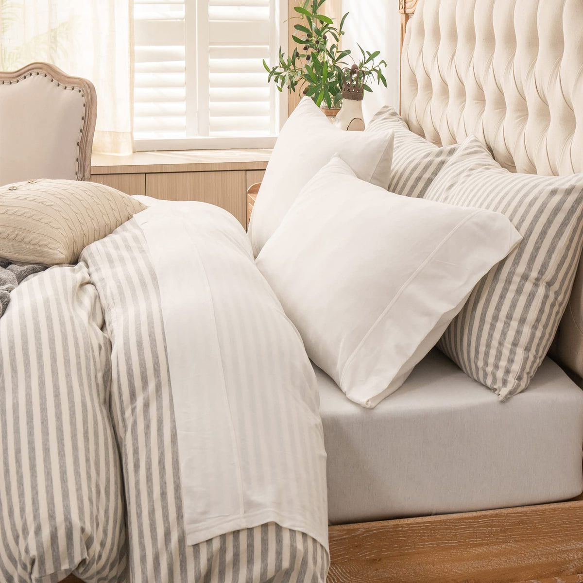 PURE ERA Soft Jersey Knit Cotton Bed Sheet Set