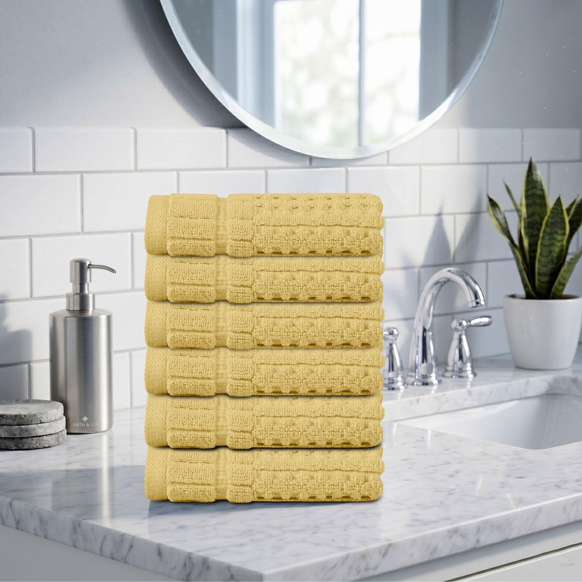 Home Weavers Willow 630 GSM Cotton Washcloths, Set of 6