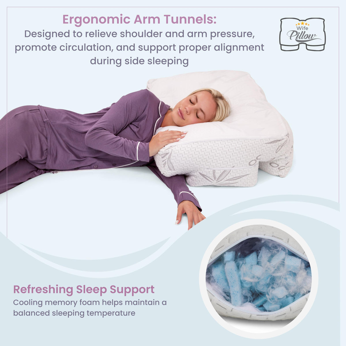 Adjustable Arm & Body Positioning Pillow with Zipper Access