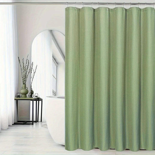 Soft Green Waffle Weave Shower Curtain, 180 x 195 cm