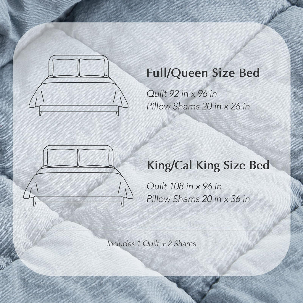 EVERGRACEHOME Stonewashed Cotton Quilt Bedding Set