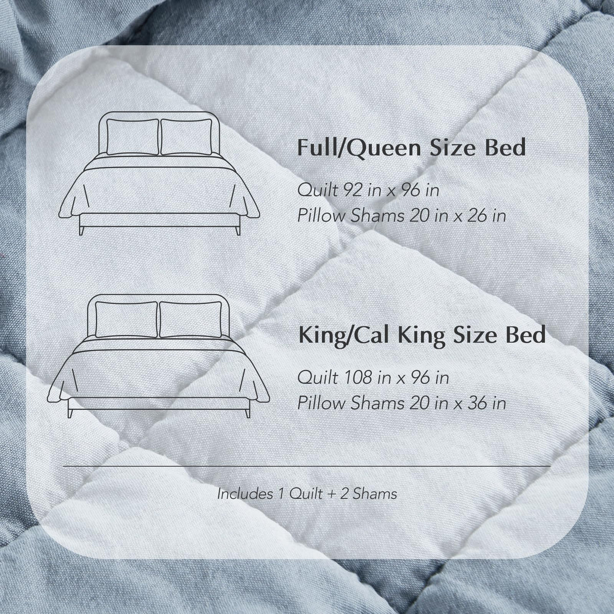 EVERGRACEHOME Stonewashed Cotton Quilt Bedding Set