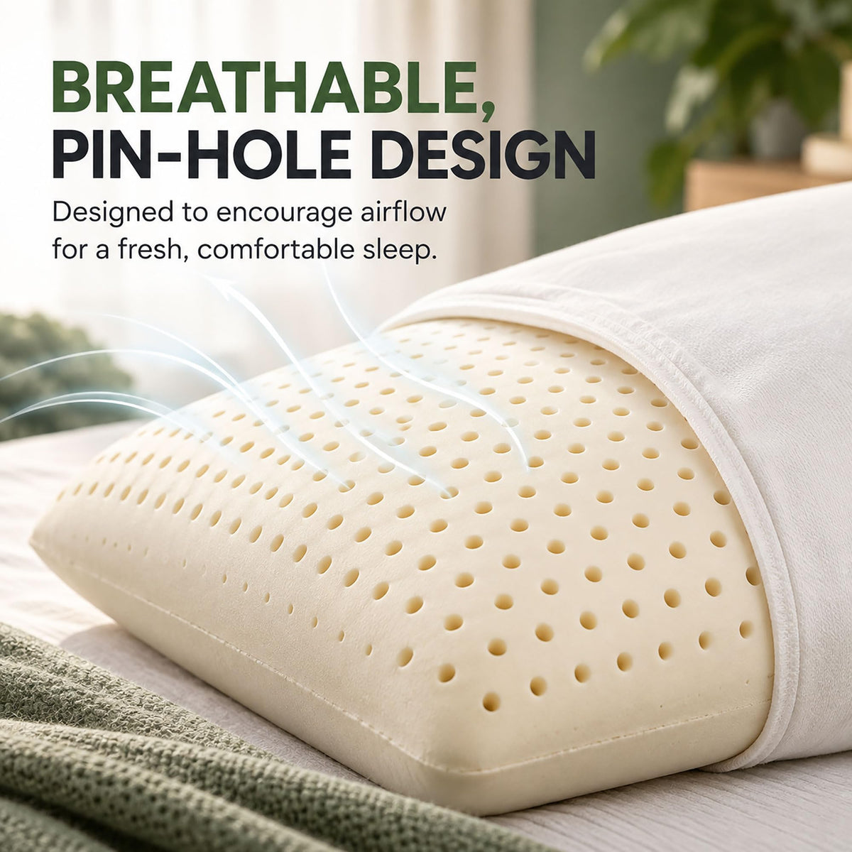ORGANIC TEXTILES Latex Pillow with GOTS Organic Cotton Cover
