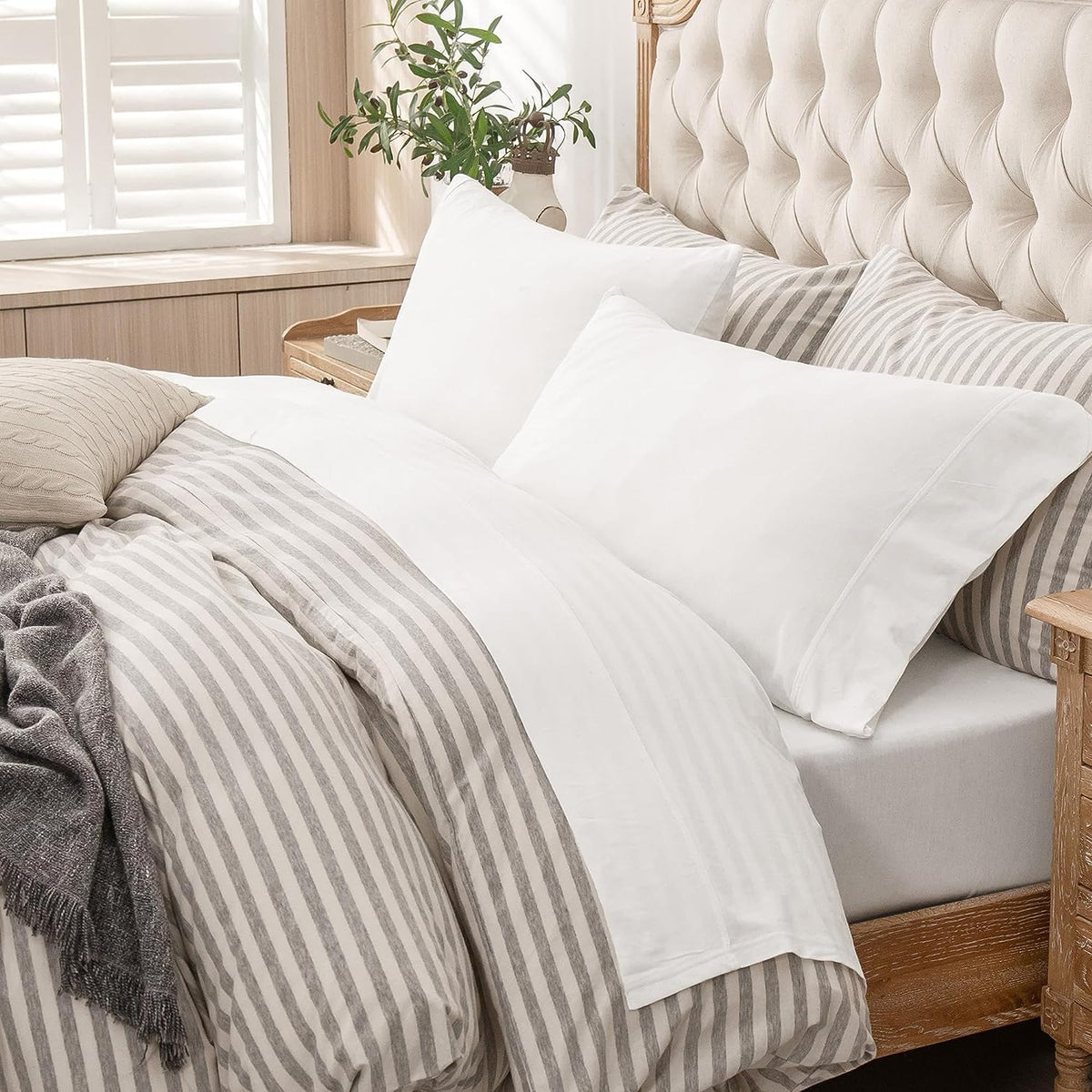 PURE ERA Soft Jersey Knit Cotton Bed Sheet Set