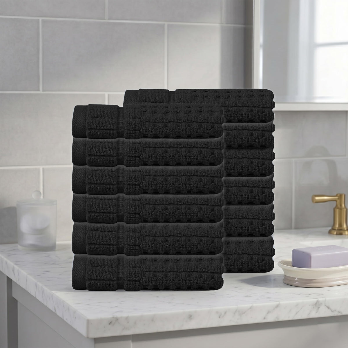 Home Weavers Willow 630 GSM Cotton Washcloths, Set of 6