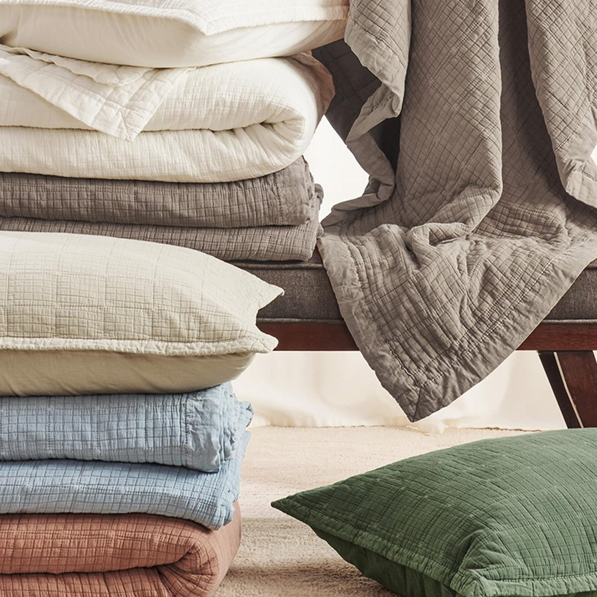 EVERGRACEHOME Stonewashed Cotton Quilt Bedding Set