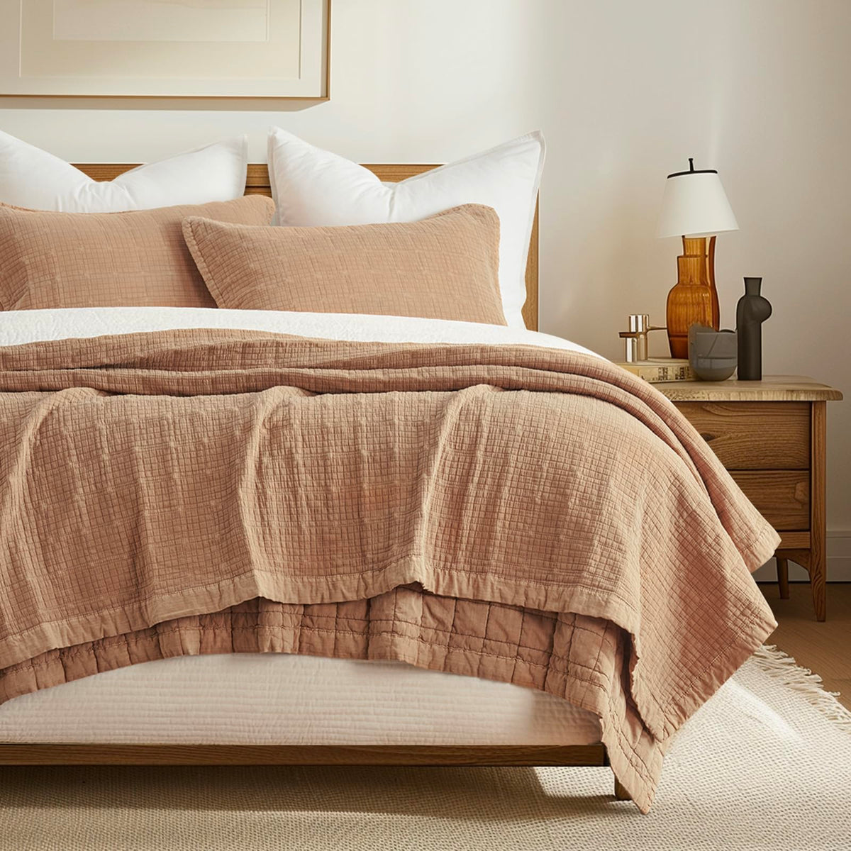 EVERGRACEHOME Stonewashed Cotton Quilt Bedding Set