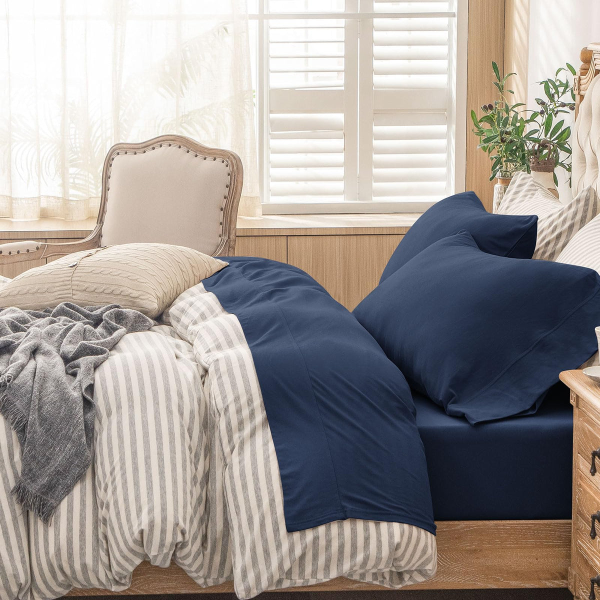 PURE ERA Soft Jersey Knit Cotton Bed Sheet Set
