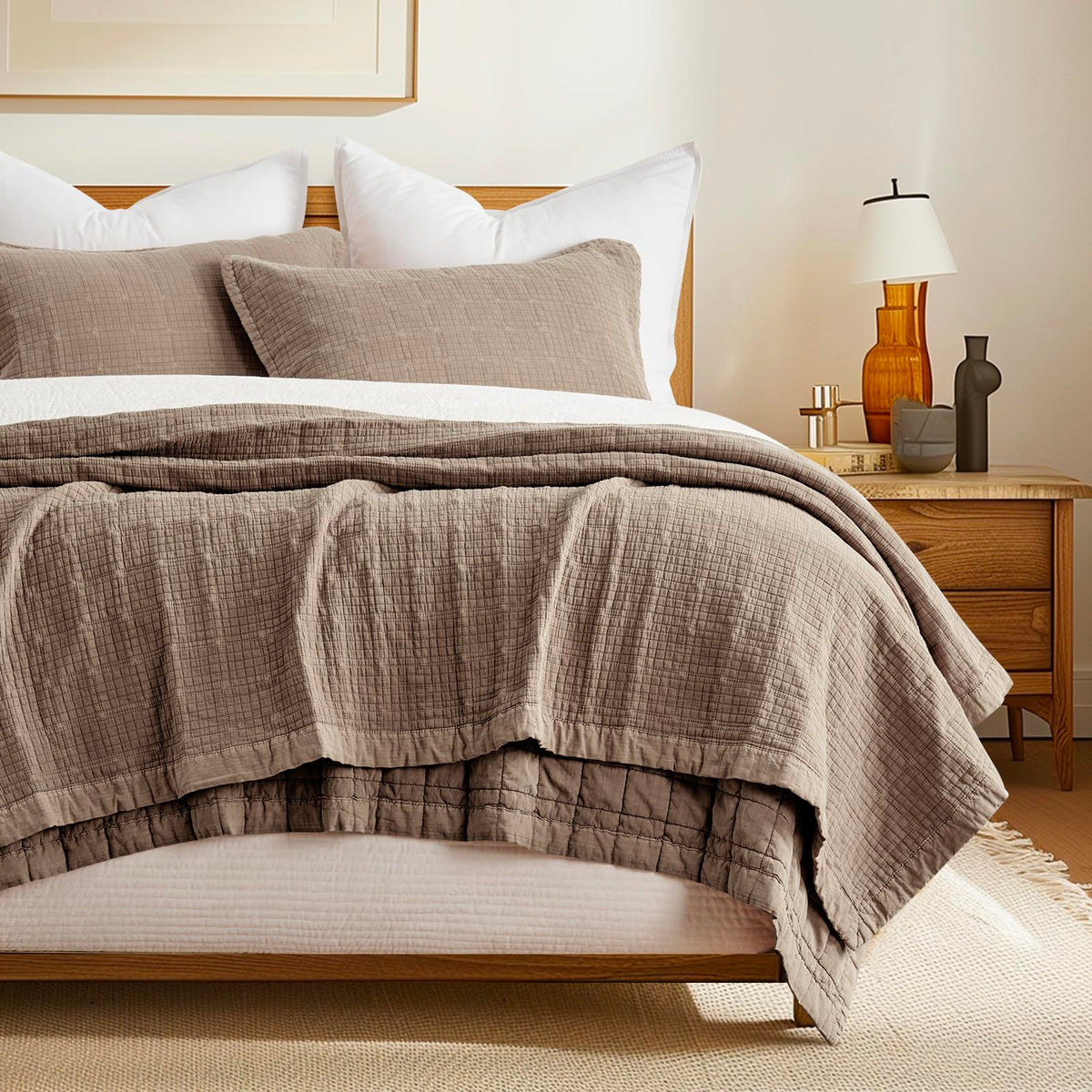 EVERGRACEHOME Stonewashed Cotton Quilt Bedding Set