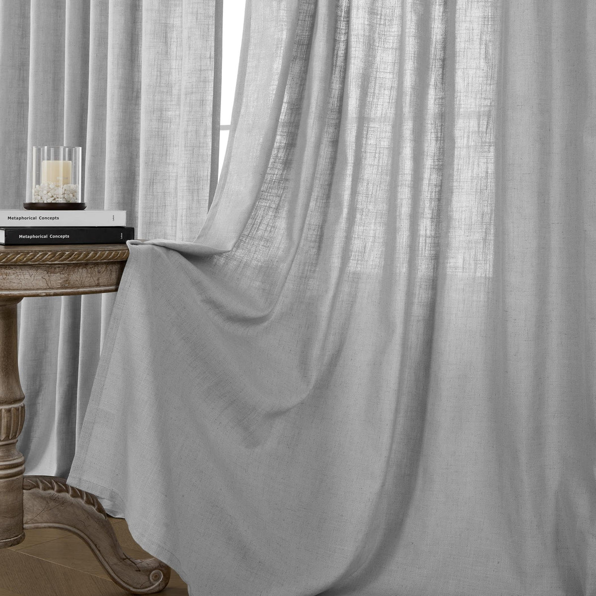 Joydeco ZJM647 Light-Filtering Linen-Blend Curtains
