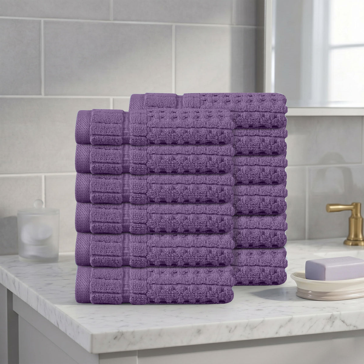 Home Weavers Willow 630 GSM Cotton Washcloths, Set of 6