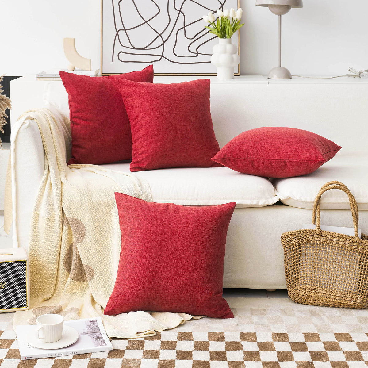 Home Brilliant Super Soft Lined Linen Cushion Covers