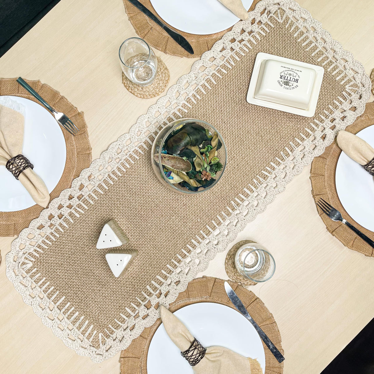 Chardin Home Verona 15-Inch Jute & Cotton Placemats, Set of 4