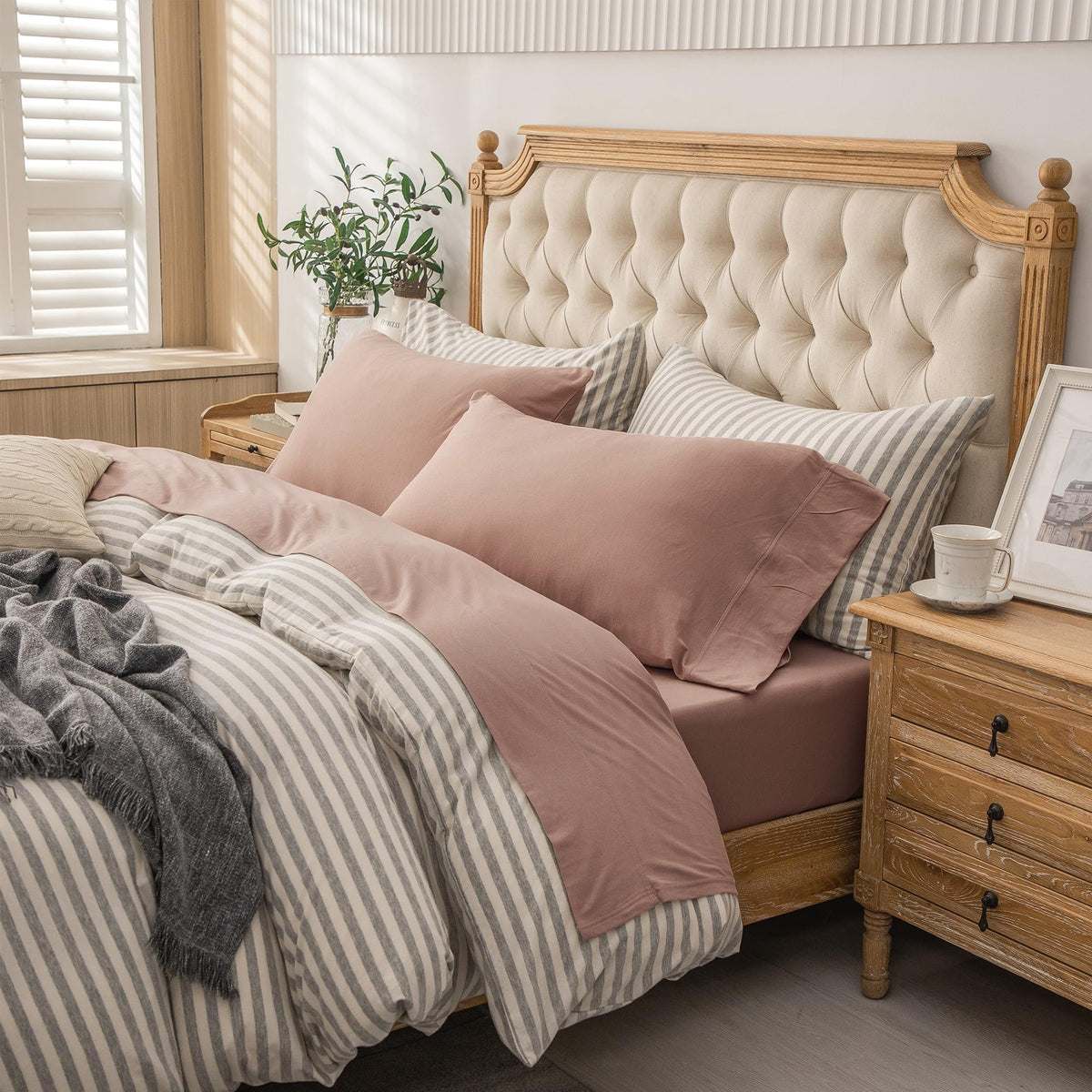PURE ERA Soft Jersey Knit Cotton Bed Sheet Set