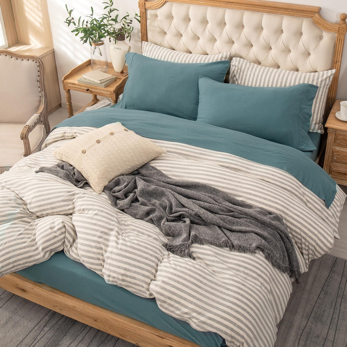 PURE ERA Soft Jersey Knit Cotton Bed Sheet Set