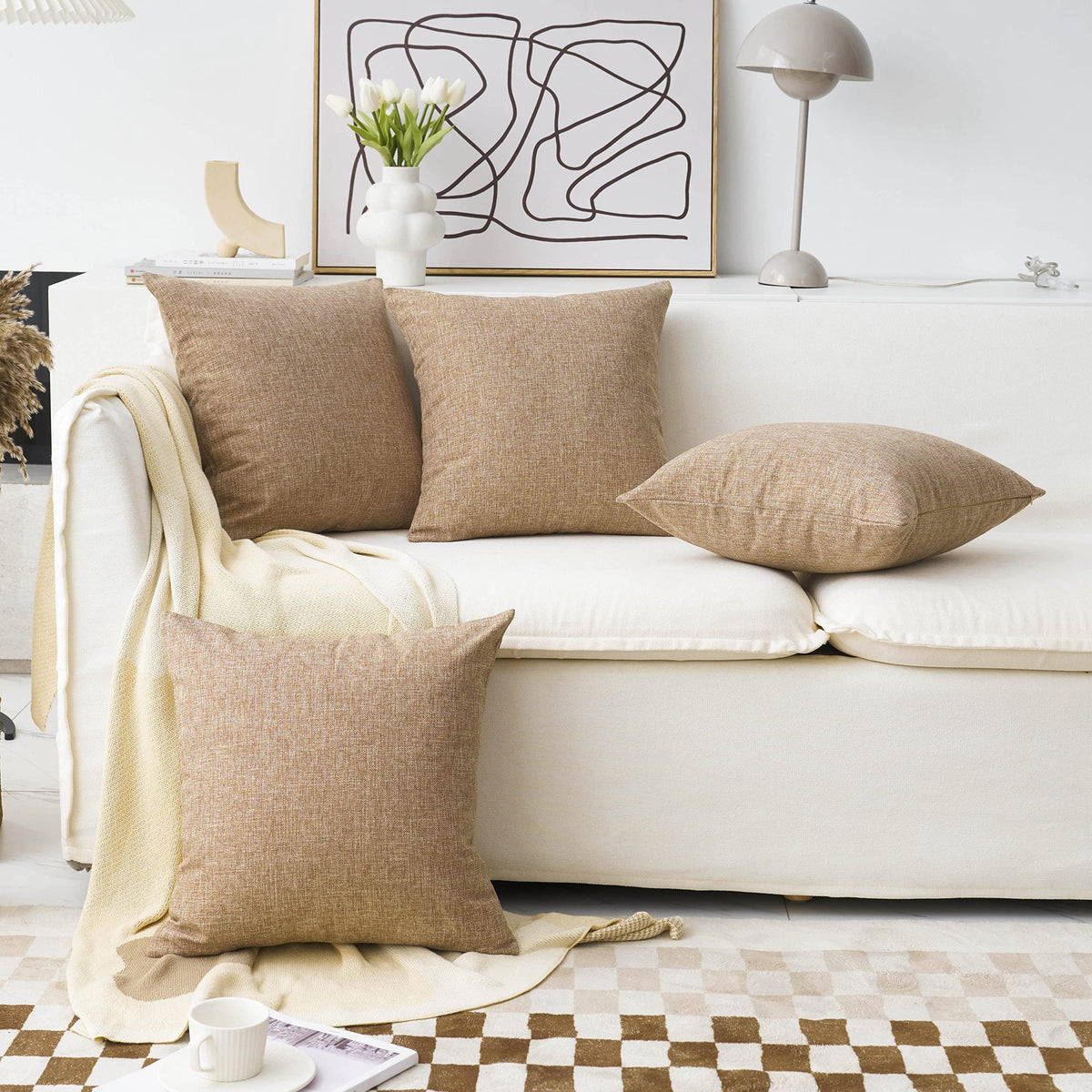 Home Brilliant Super Soft Lined Linen Cushion Covers