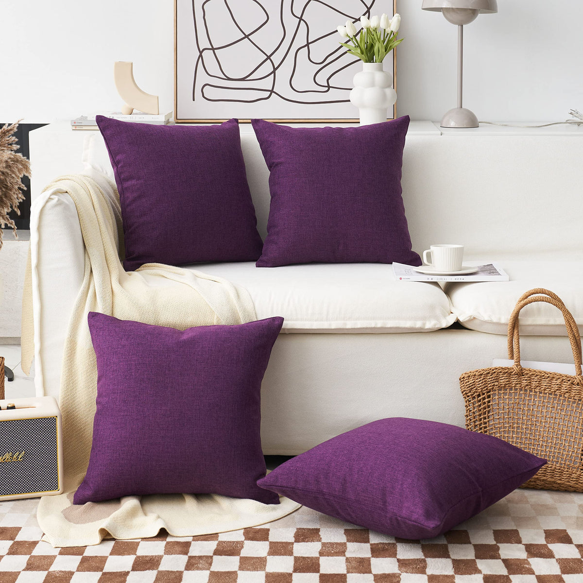 Home Brilliant Super Soft Lined Linen Cushion Covers