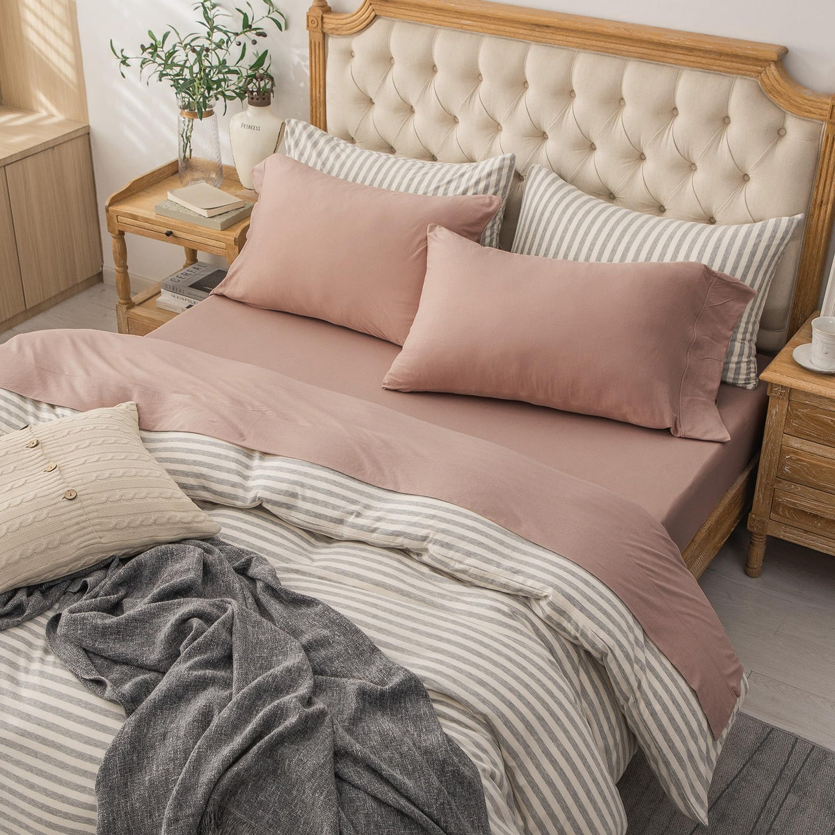 PURE ERA Soft Jersey Knit Cotton Bed Sheet Set