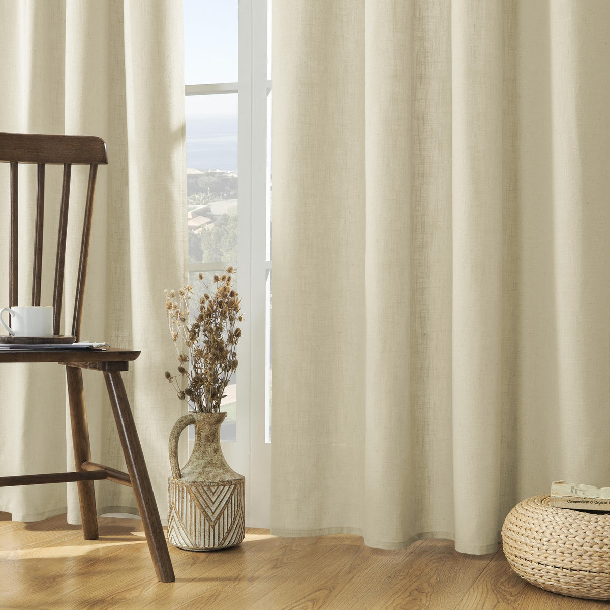 Joydeco ZJM647 Light-Filtering Linen-Blend Curtains