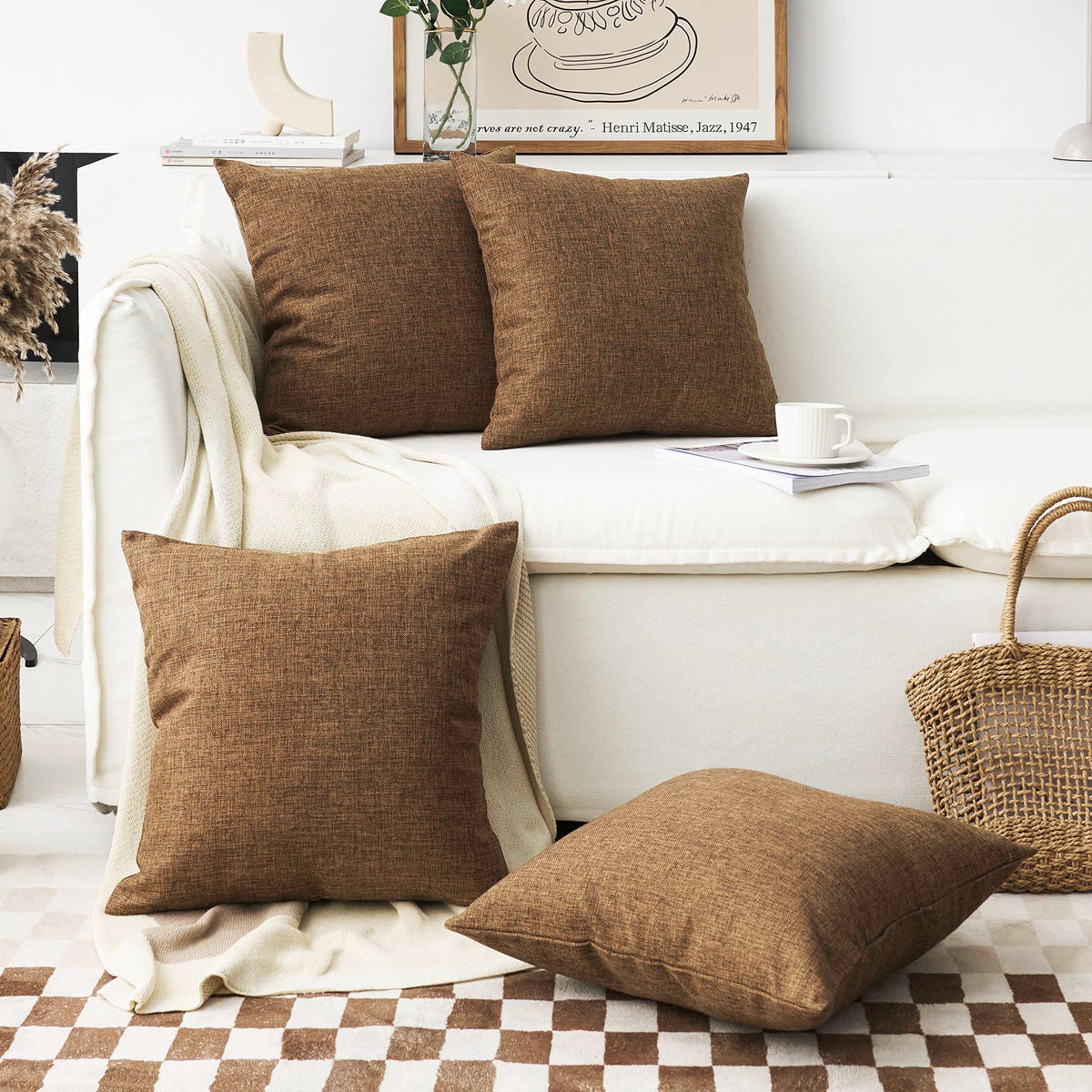 Home Brilliant Super Soft Lined Linen Cushion Covers