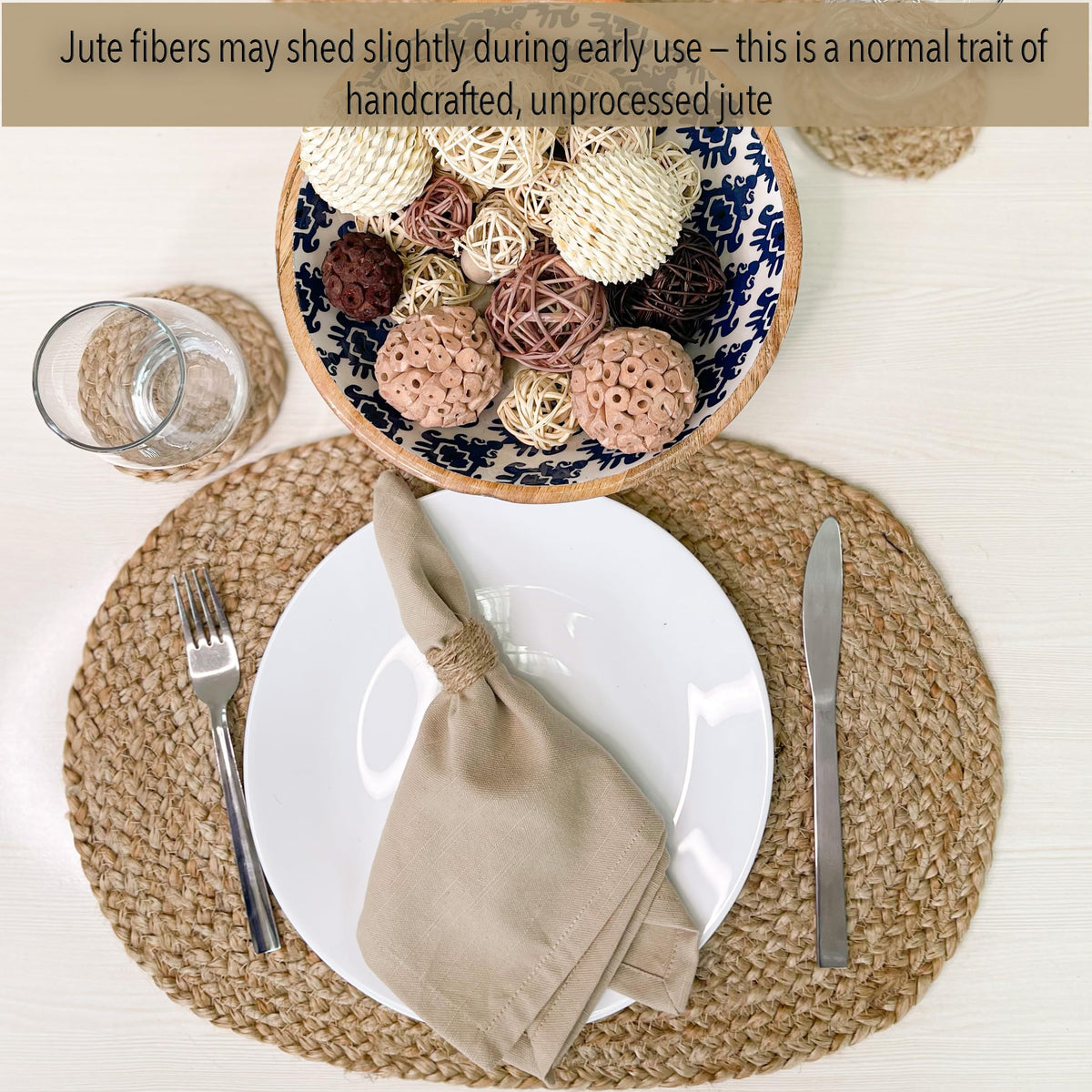 Chardin Home Verona 15-Inch Jute & Cotton Placemats, Set of 4