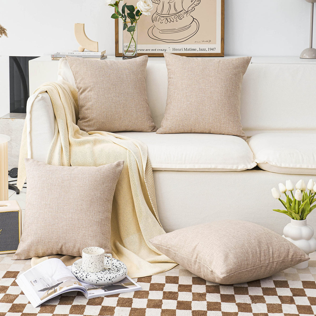 Home Brilliant Super Soft Lined Linen Cushion Covers