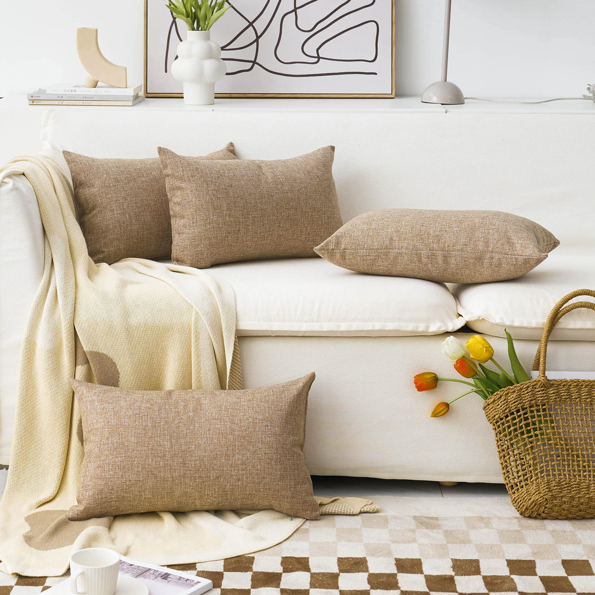 Home Brilliant Super Soft Lined Linen Cushion Covers